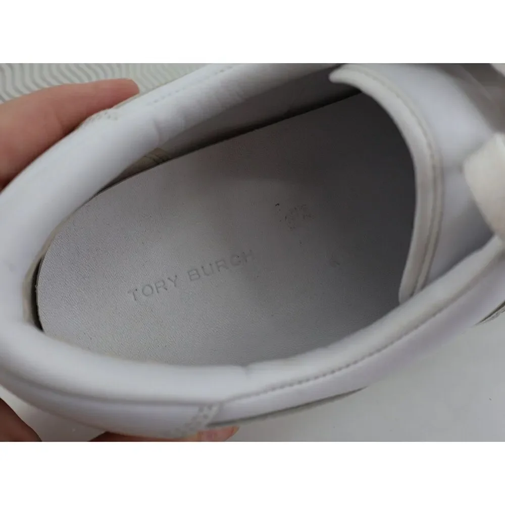 Tory Burch Hank Court Sneakers Womens 11M White Leather Lace Up Shoes